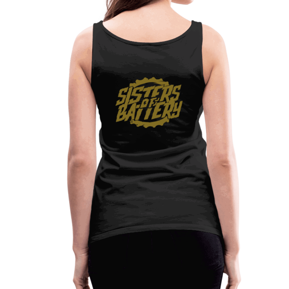 SPOD Frauen Premium Tank Top Schwarz / S Sisters of Battery - GOLD EDITION - Frauen Premium Tank Top E-Bike-Community