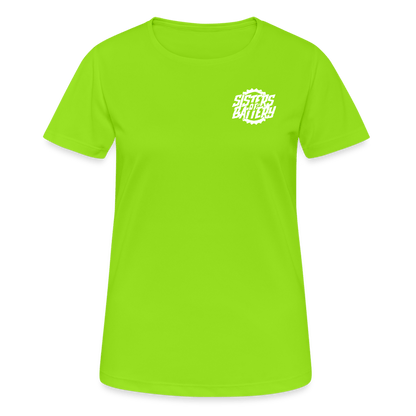 SPOD Frauen T-Shirt atmungsaktiv Neongrün / S Sisters of Battery - Frauen T-Shirt atmungsaktiv E-Bike-Community