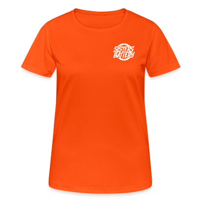 SPOD Frauen T-Shirt atmungsaktiv Neonorange / S Sisters of Battery - Frauen T-Shirt atmungsaktiv E-Bike-Community