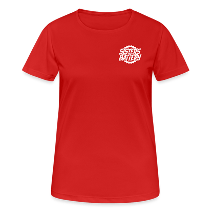 SPOD Frauen T-Shirt atmungsaktiv Rot / S Sisters of Battery - Frauen T-Shirt atmungsaktiv E-Bike-Community