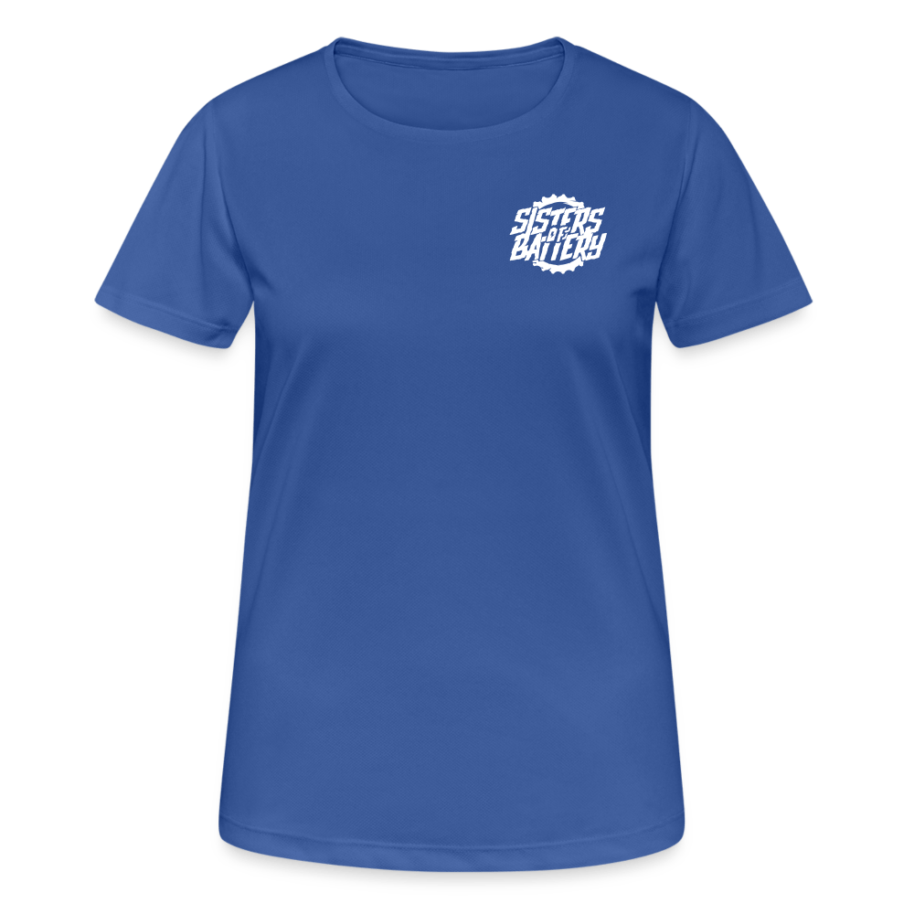 SPOD Frauen T-Shirt atmungsaktiv Royalblau / S Sisters of Battery - Frauen T-Shirt atmungsaktiv E-Bike-Community