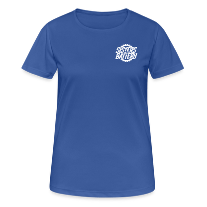 SPOD Frauen T-Shirt atmungsaktiv Royalblau / S Sisters of Battery - Frauen T-Shirt atmungsaktiv E-Bike-Community