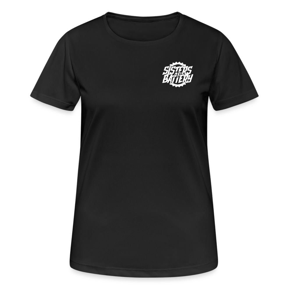 SPOD Frauen T-Shirt atmungsaktiv Schwarz / S Sisters of Battery - Frauen T-Shirt atmungsaktiv E-Bike-Community