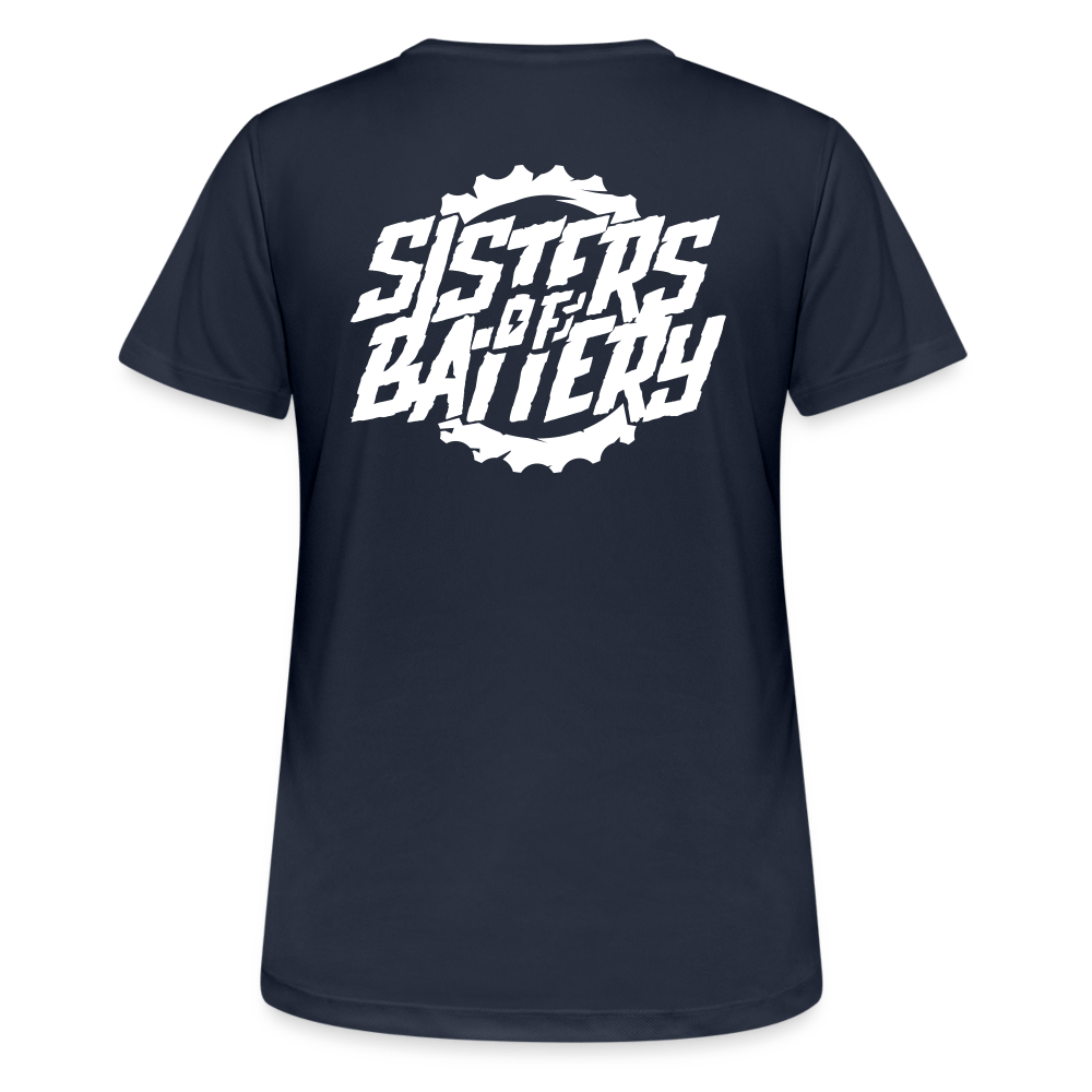 SPOD Frauen T-Shirt atmungsaktiv Sisters of Battery - Frauen T-Shirt atmungsaktiv E-Bike-Community