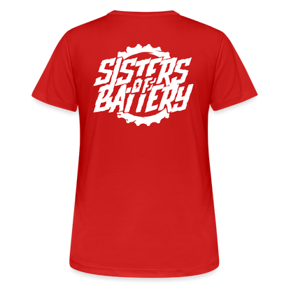 SPOD Frauen T-Shirt atmungsaktiv Sisters of Battery - Frauen T-Shirt atmungsaktiv E-Bike-Community