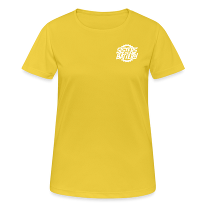 SPOD Frauen T-Shirt atmungsaktiv Sonnengelb / S Sisters of Battery - Frauen T-Shirt atmungsaktiv E-Bike-Community