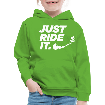 SPOD Kinder Premium Hoodie Hellgrün / 98/104 (3-4 Jahre) JUST RIDE IT - Kinder Premium Hoodie E-Bike-Community