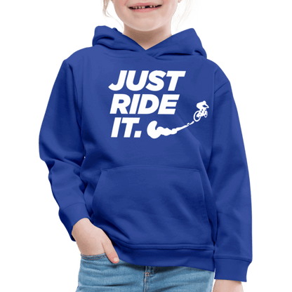 SPOD Kinder Premium Hoodie Royalblau / 98/104 (3-4 Jahre) JUST RIDE IT - Kinder Premium Hoodie E-Bike-Community