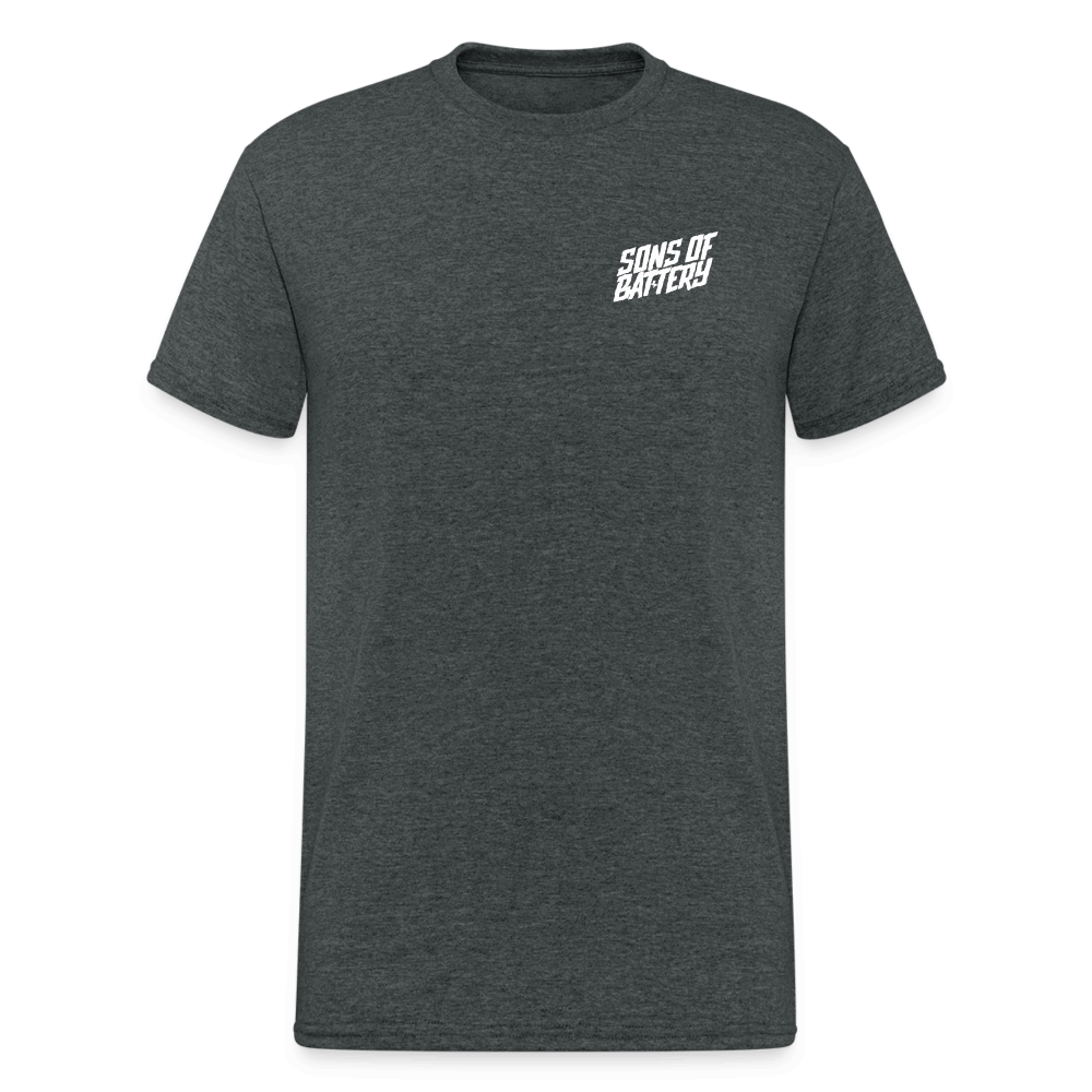 SPOD Männer Gildan Heavy T-Shirt Dunkelgrau meliert / S Brust / Rücken - Enduro Signature - Heavy Shirt E-Bike-Community