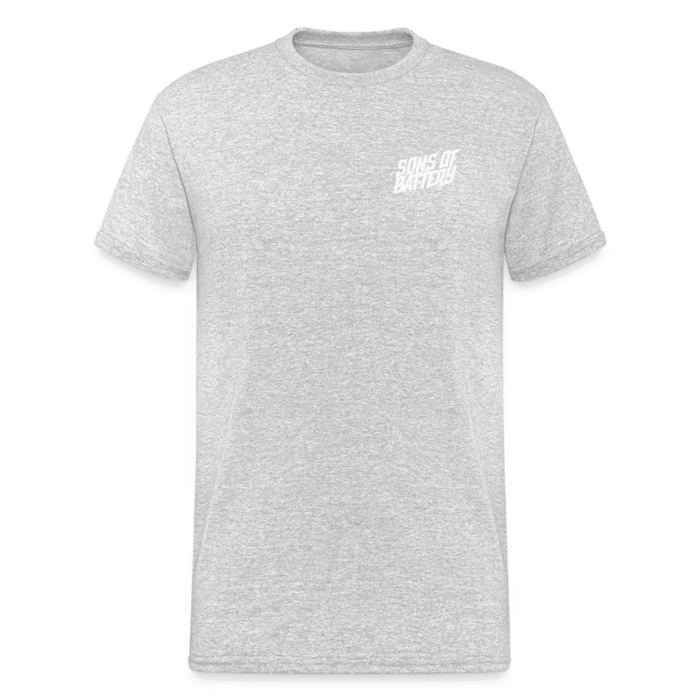 SPOD Männer Gildan Heavy T-Shirt Grau meliert / S Brust / Rücken - Enduro Signature - Heavy Shirt E-Bike-Community