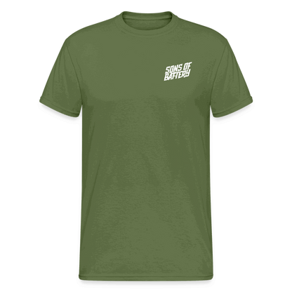 SPOD Männer Gildan Heavy T-Shirt Militärgrün / S Brust / Rücken - Enduro Signature - Heavy Shirt E-Bike-Community