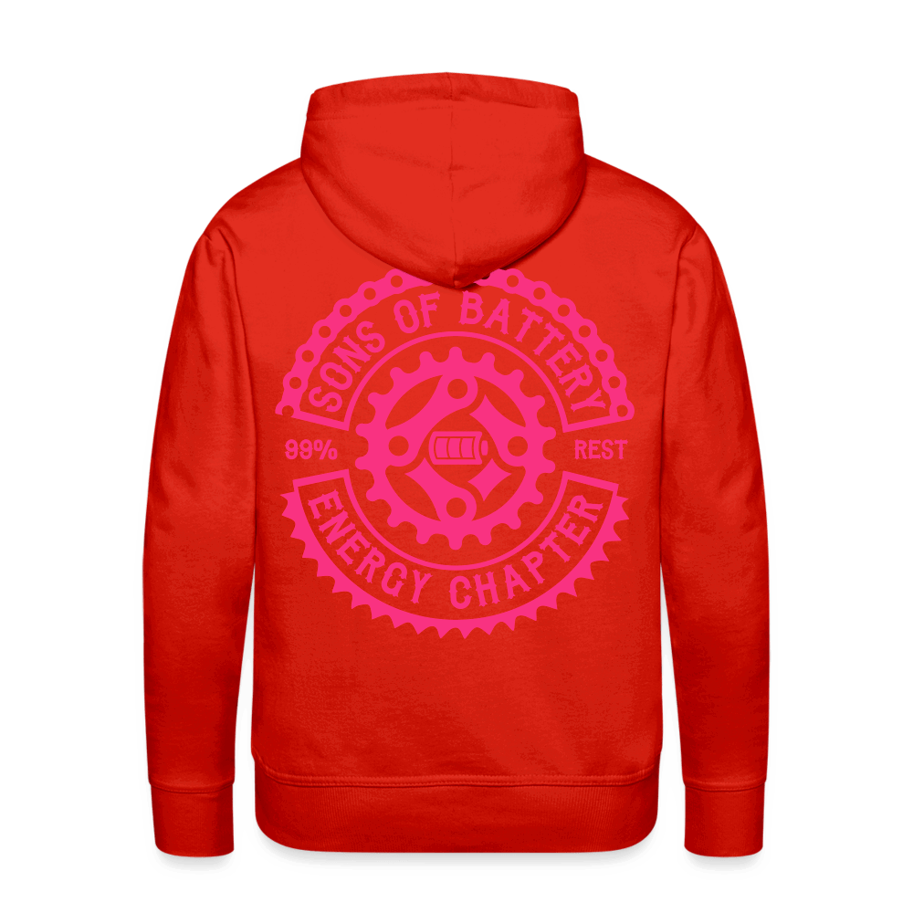 SPOD Männer Premium Hoodie 2 Seiten Cross / Sons OG Neonpink - Kapuzen Sweater E-Bike-Community