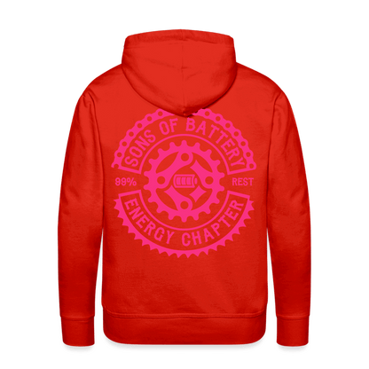 SPOD Männer Premium Hoodie 2 Seiten Cross / Sons OG Neonpink - Kapuzen Sweater E-Bike-Community