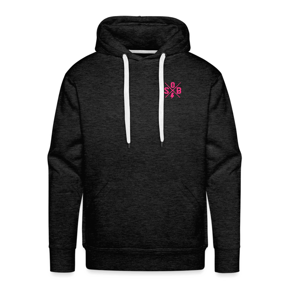 SPOD Männer Premium Hoodie Anthrazit / S 2 Seiten Cross / Sons OG Neonpink - Kapuzen Sweater E-Bike-Community