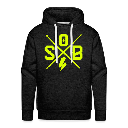 SPOD Männer Premium Hoodie Anthrazit / S Cross Flash - Neongelb -Men’s Premium Hoodie E-Bike-Community