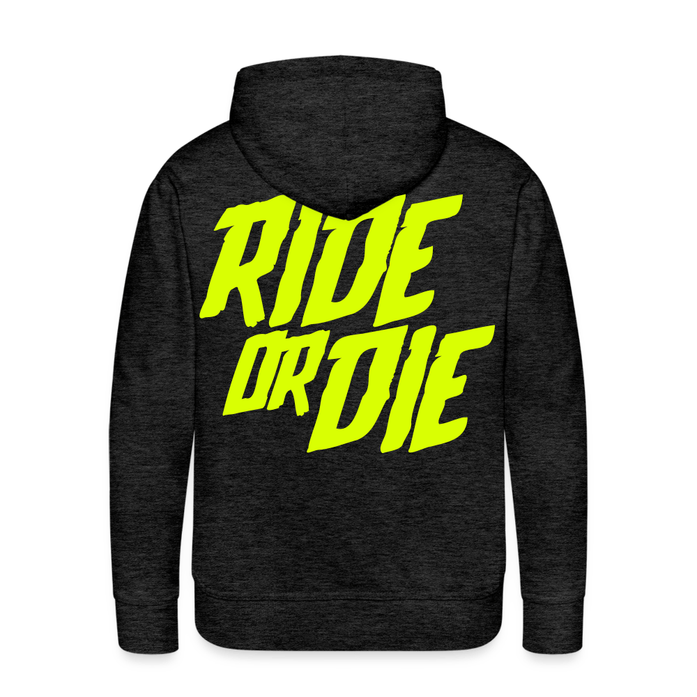 SPOD Männer Premium Hoodie Anthrazit / S Ride or Die - Neongelb - Men’s Premium Hoodie E-Bike-Community