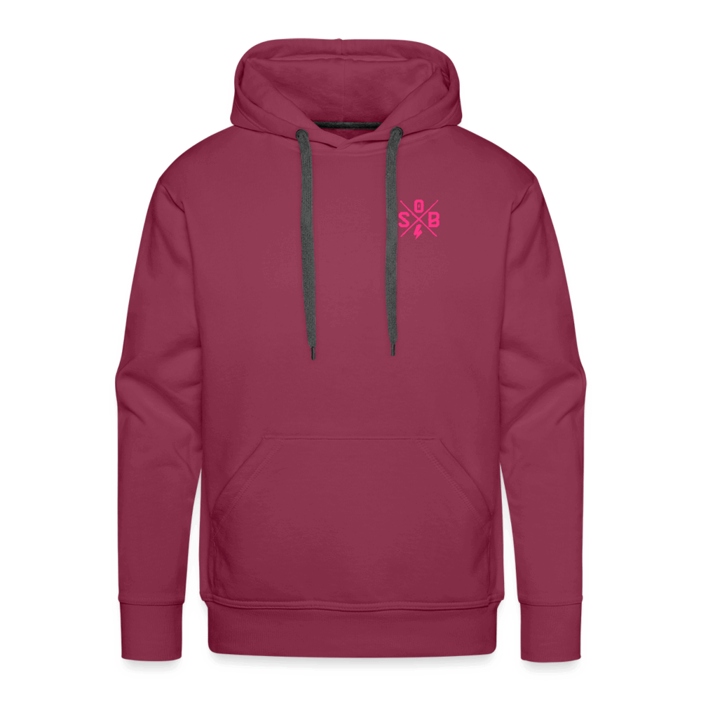 SPOD Männer Premium Hoodie Bordeaux / S 2 Seiten Cross / Sons OG Neonpink - Kapuzen Sweater E-Bike-Community