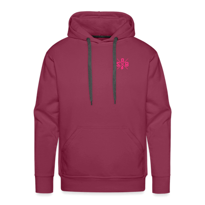 SPOD Männer Premium Hoodie Bordeaux / S 2 Seiten Cross / Sons OG Neonpink - Kapuzen Sweater E-Bike-Community