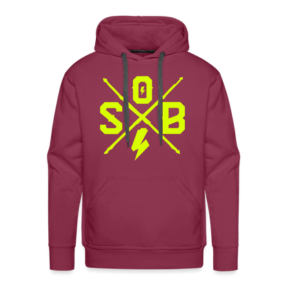 SPOD Männer Premium Hoodie Bordeaux / S Cross Flash - Neongelb -Men’s Premium Hoodie E-Bike-Community