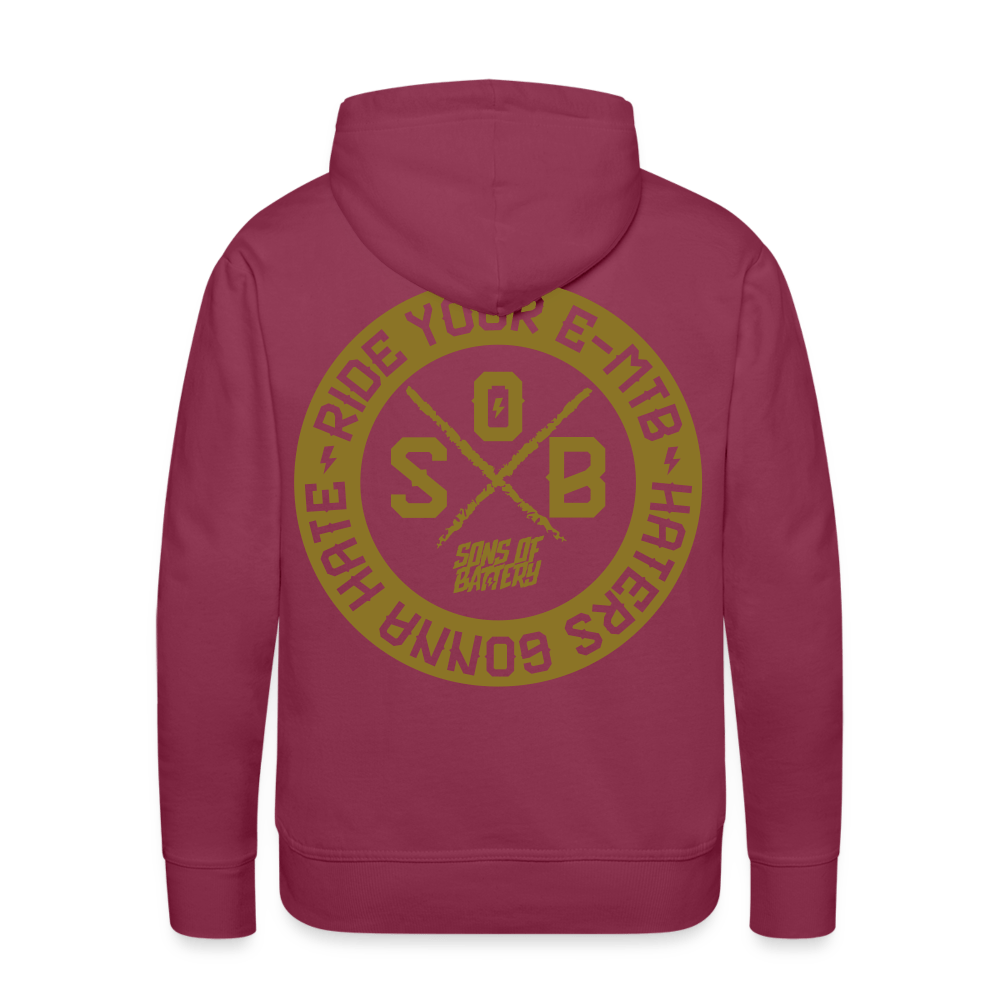 SPOD Männer Premium Hoodie Bordeaux / S "Haters" - Gold - SONS OF BATTERY - Men’s Premium Hoodie E-Bike-Community