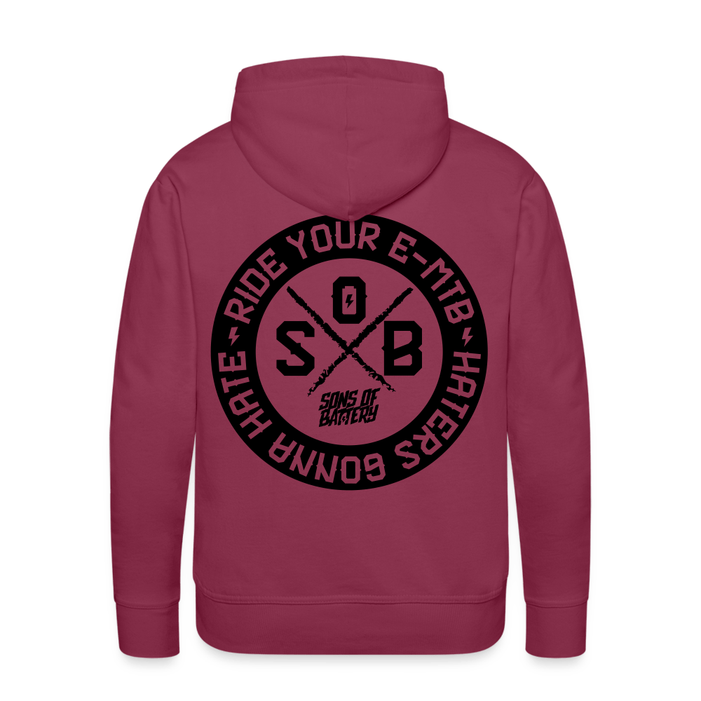 SPOD Männer Premium Hoodie Bordeaux / S "Haters"- SONS OF BATTERY - Men’s Premium Hoodie E-Bike-Community