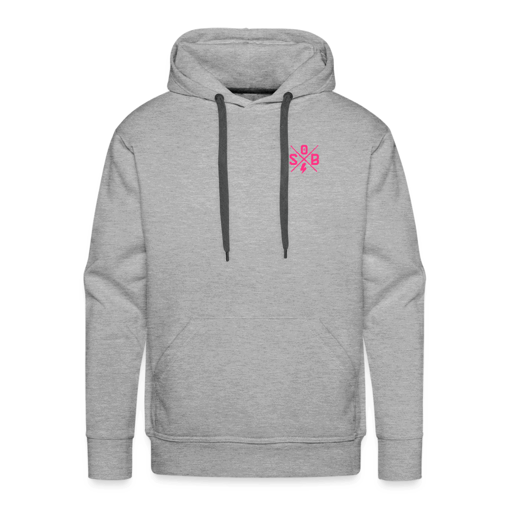 SPOD Männer Premium Hoodie Grau meliert / S 2 Seiten Cross / Sons OG Neonpink - Kapuzen Sweater E-Bike-Community