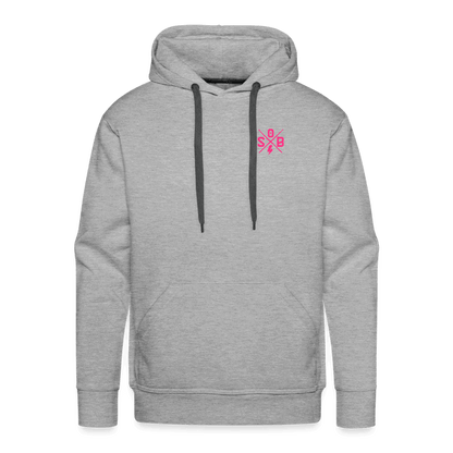 SPOD Männer Premium Hoodie Grau meliert / S 2 Seiten Cross / Sons OG Neonpink - Kapuzen Sweater E-Bike-Community