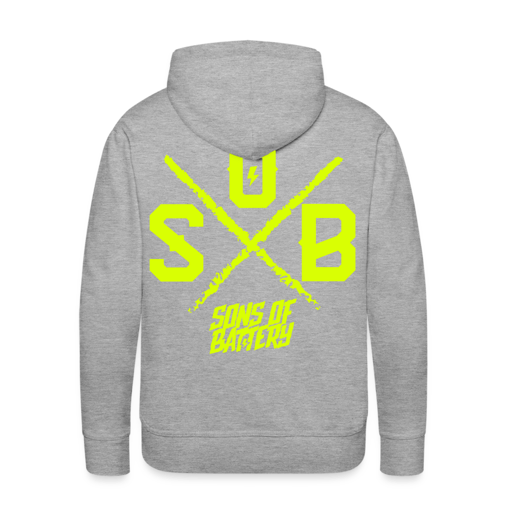 SPOD Männer Premium Hoodie Grau meliert / S Cross -Signature - Back - Männer Premium Hoodie E-Bike-Community