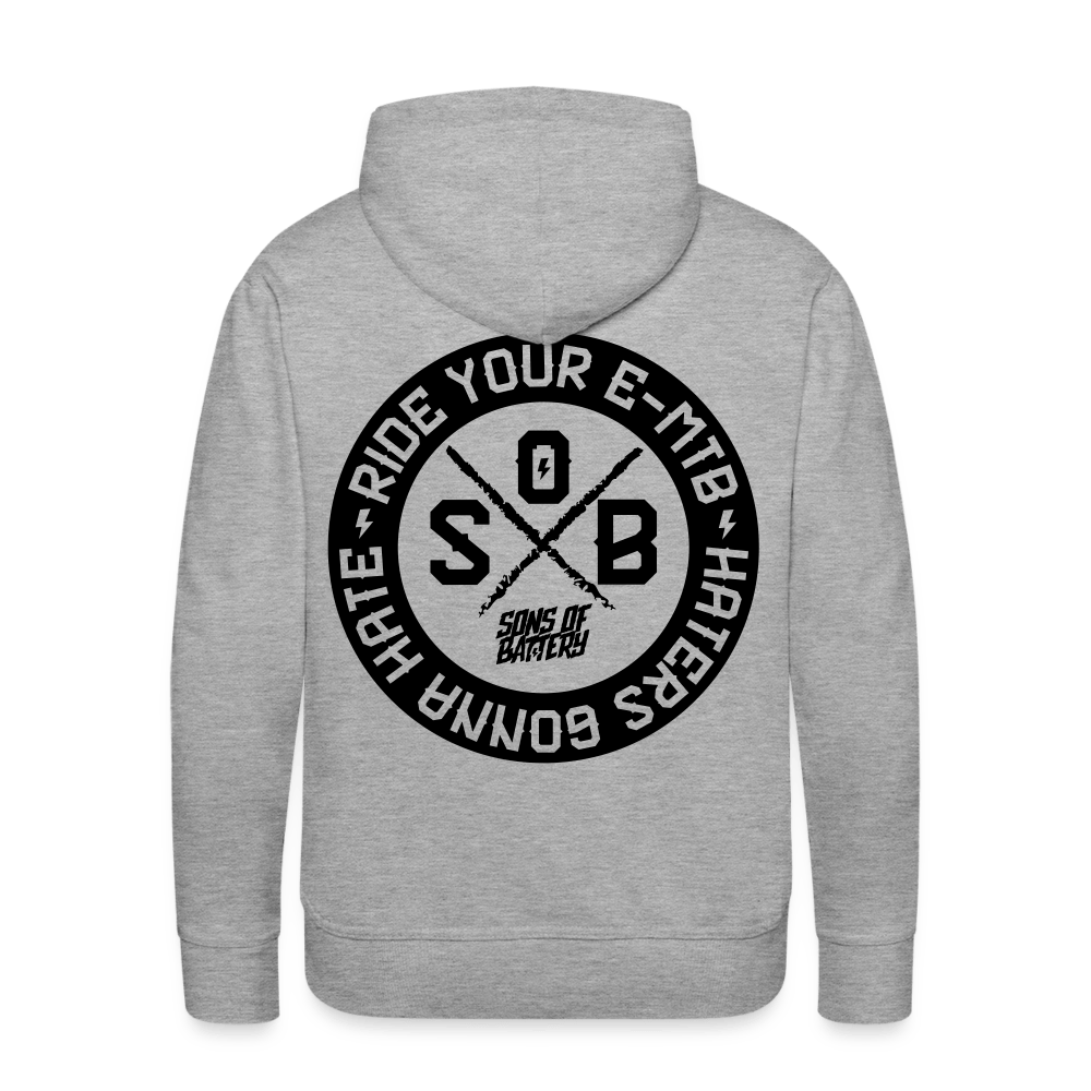 SPOD Männer Premium Hoodie Grau meliert / S "Haters"- SONS OF BATTERY - Men’s Premium Hoodie E-Bike-Community