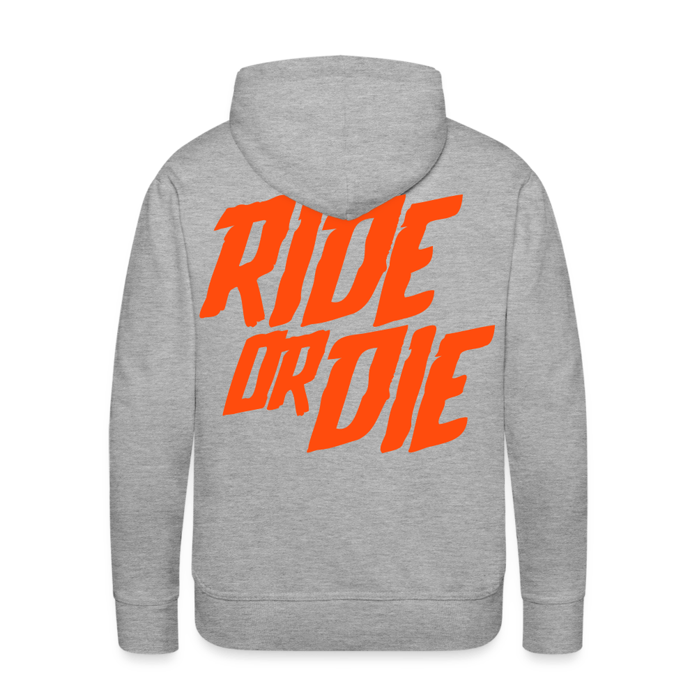 SPOD Männer Premium Hoodie Grau meliert / S Ride or Die - Neonorange - Men’s Premium Hoodie E-Bike-Community