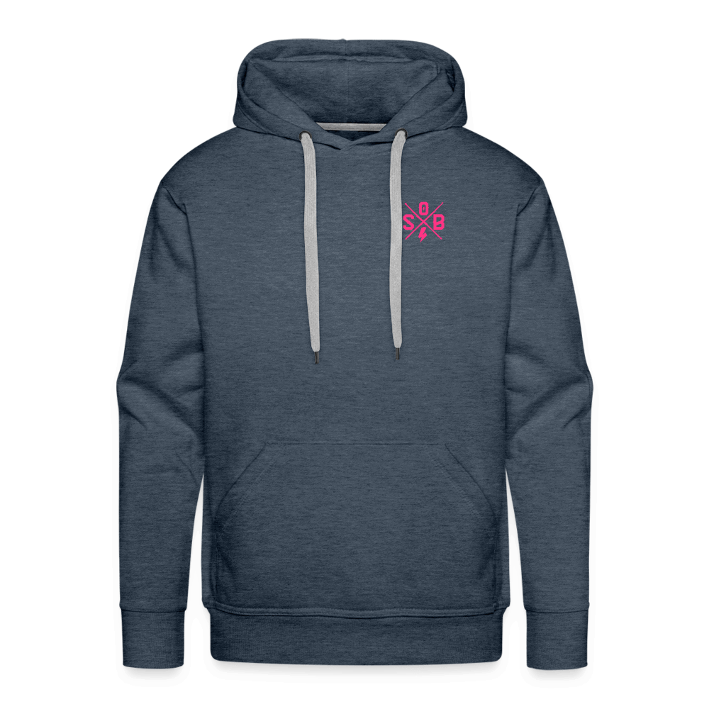 SPOD Männer Premium Hoodie Jeansblau / S 2 Seiten Cross / Sons OG Neonpink - Kapuzen Sweater E-Bike-Community