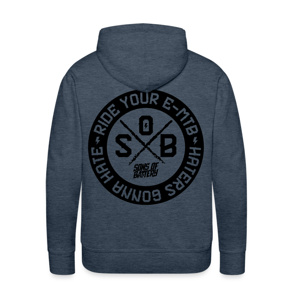 SPOD Männer Premium Hoodie Jeansblau / S "Haters"- SONS OF BATTERY - Men’s Premium Hoodie E-Bike-Community