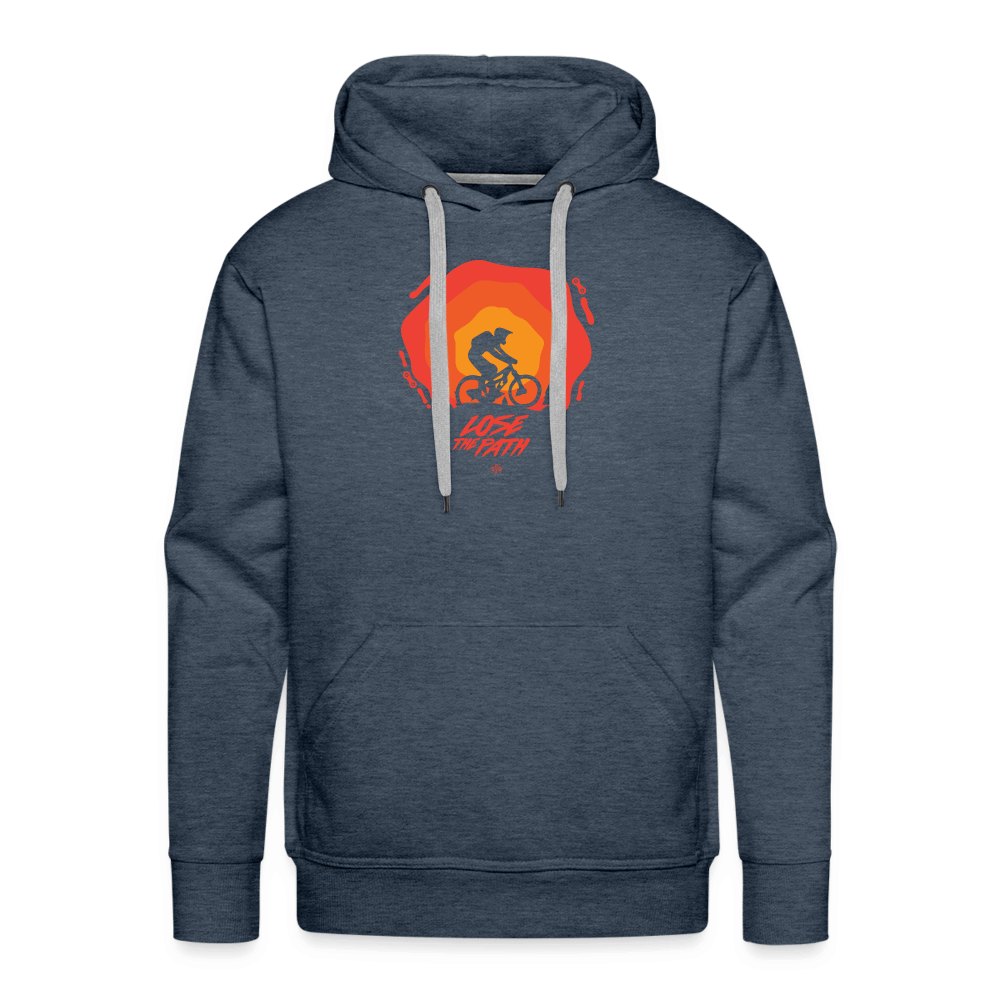 SPOD Männer Premium Hoodie Jeansblau / S LOSE THE PATH - CREATE YOUR OWN ADVENTURE! Premium Hoodie E-Bike-Community