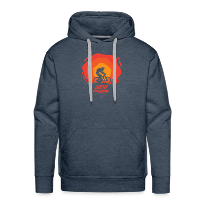 SPOD Männer Premium Hoodie Jeansblau / S LOSE THE PATH - CREATE YOUR OWN ADVENTURE! Premium Hoodie E-Bike-Community