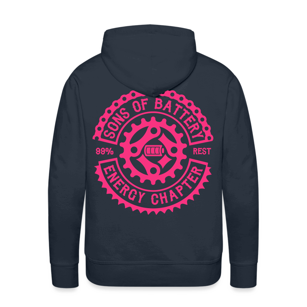 SPOD Männer Premium Hoodie Navy / S 2 Seiten Cross / Sons OG Neonpink - Kapuzen Sweater E-Bike-Community