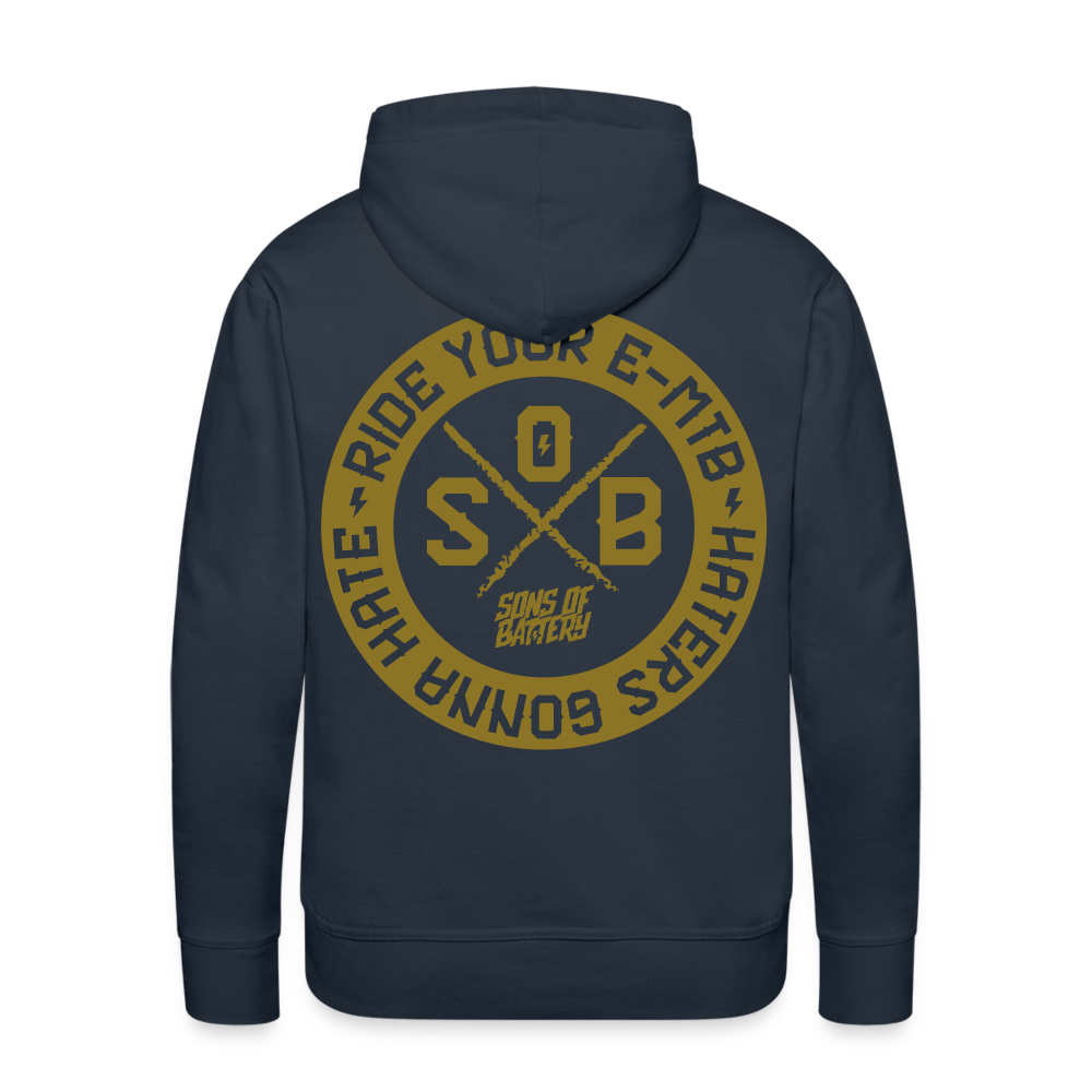 SPOD Männer Premium Hoodie Navy / S "Haters" - Gold - SONS OF BATTERY - Men’s Premium Hoodie E-Bike-Community