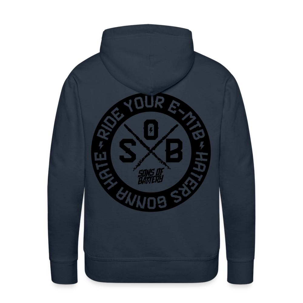 SPOD Männer Premium Hoodie Navy / S "Haters"- SONS OF BATTERY - Men’s Premium Hoodie E-Bike-Community