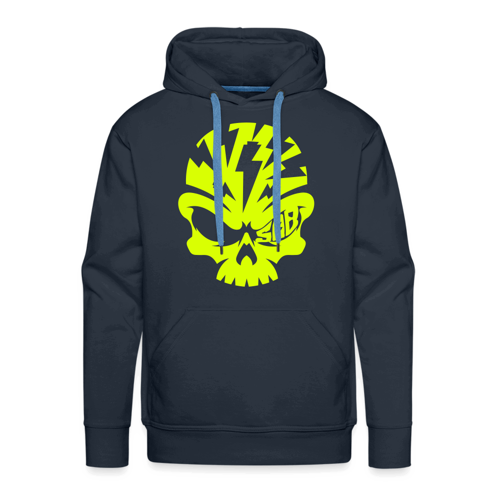 SPOD Männer Premium Hoodie Navy / S Neongelber Skullhead Premium Hoodie E-Bike-Community