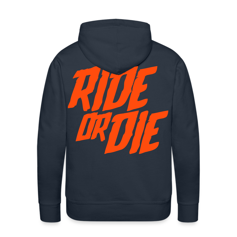 SPOD Männer Premium Hoodie Navy / S Ride or Die - Neonorange - Men’s Premium Hoodie E-Bike-Community