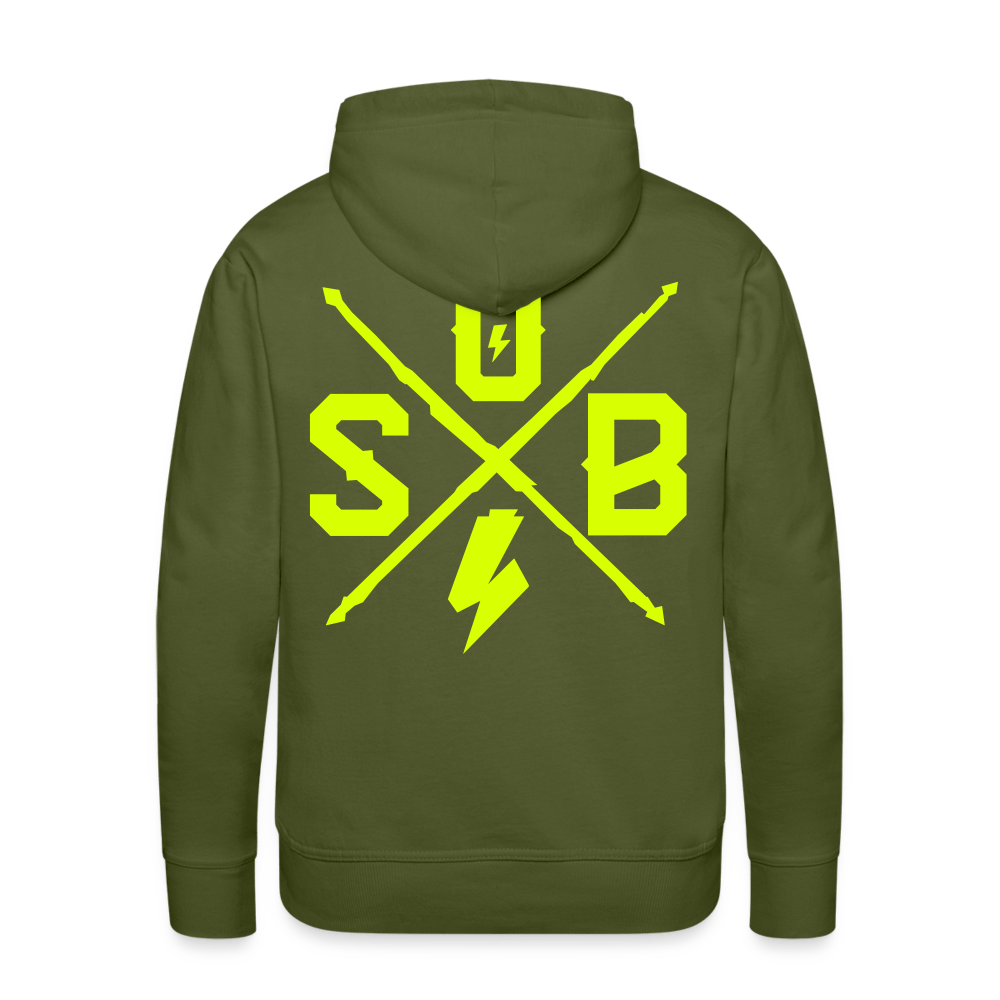 SPOD Männer Premium Hoodie Olivgrün / S Cross - Back - Männer Premium Hoodie E-Bike-Community