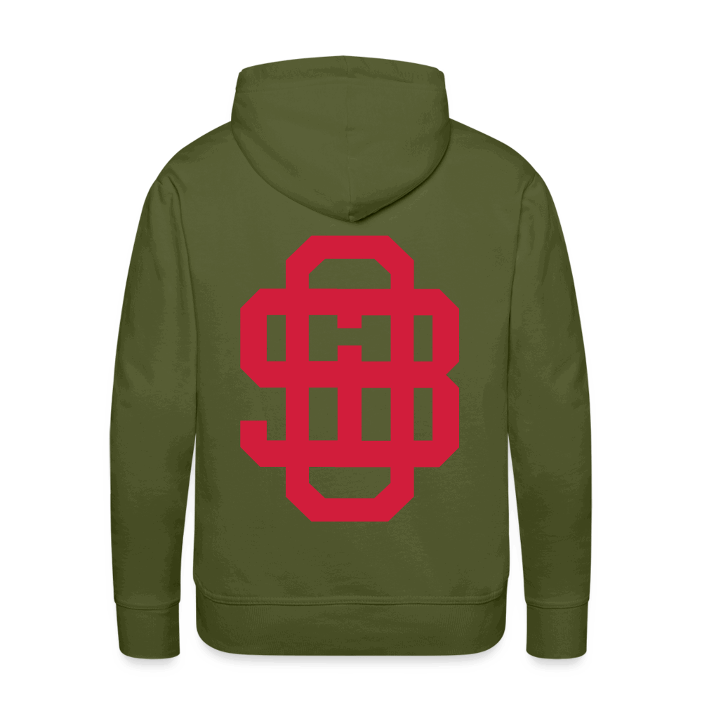 SPOD Männer Premium Hoodie Olivgrün / S Front/Back - Vintage - Redline - Premium Hoodie E-Bike-Community