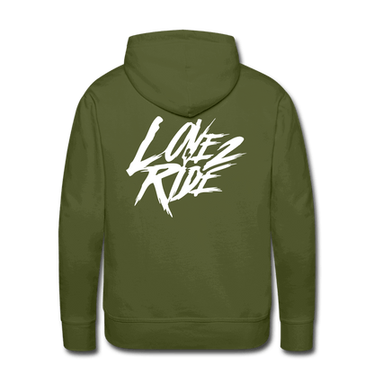 SPOD Männer Premium Hoodie Olivgrün / S Love 2 Ride - Front/Back Men’s Premium Hoodie E-Bike-Community