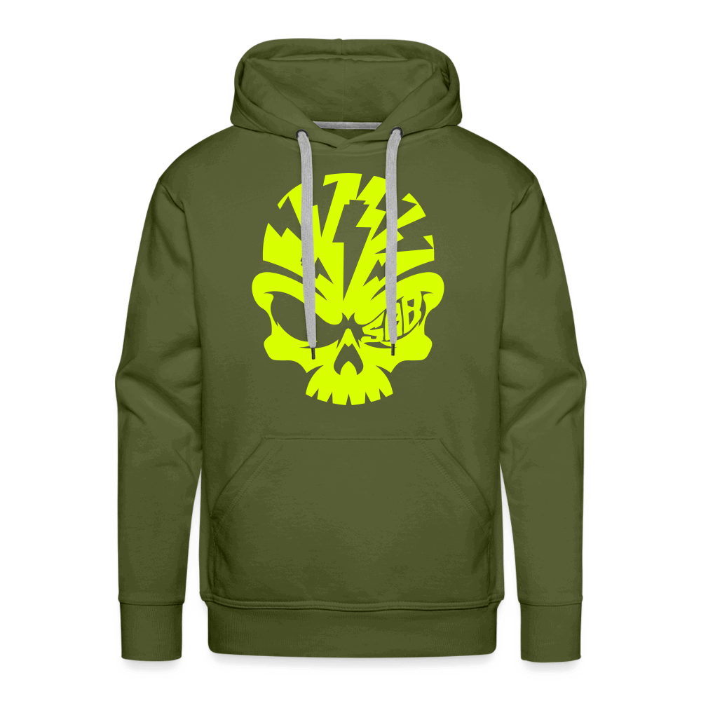 SPOD Männer Premium Hoodie Olivgrün / S Neongelber Skullhead Premium Hoodie E-Bike-Community