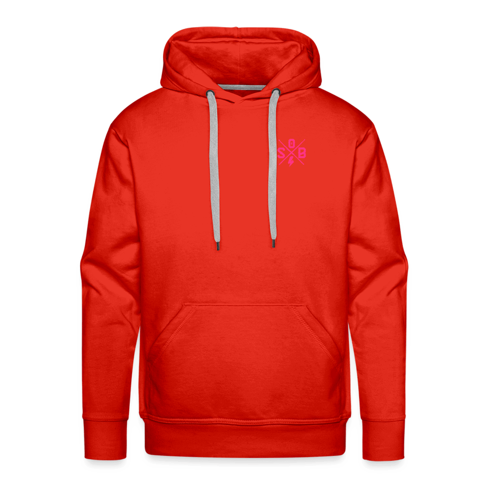 SPOD Männer Premium Hoodie Rot / S 2 Seiten Cross / Sons OG Neonpink - Kapuzen Sweater E-Bike-Community