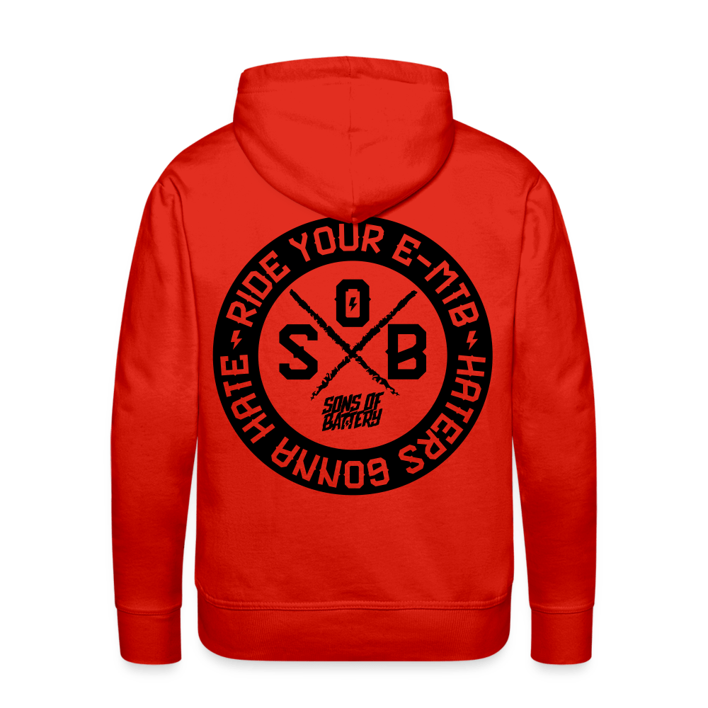 SPOD Männer Premium Hoodie Rot / S "Haters"- SONS OF BATTERY - Men’s Premium Hoodie E-Bike-Community