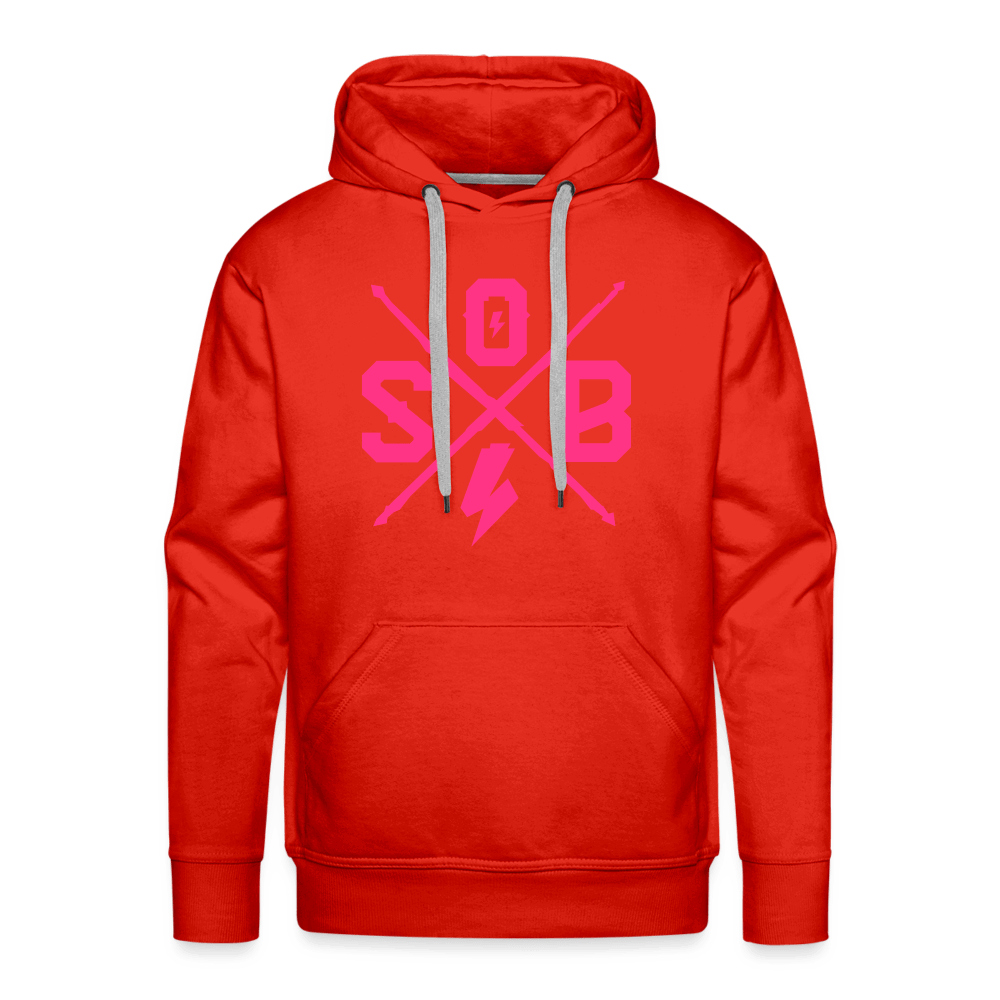 SPOD Männer Premium Hoodie Rot / S Neonpink Cross Premium Hoodie E-Bike-Community