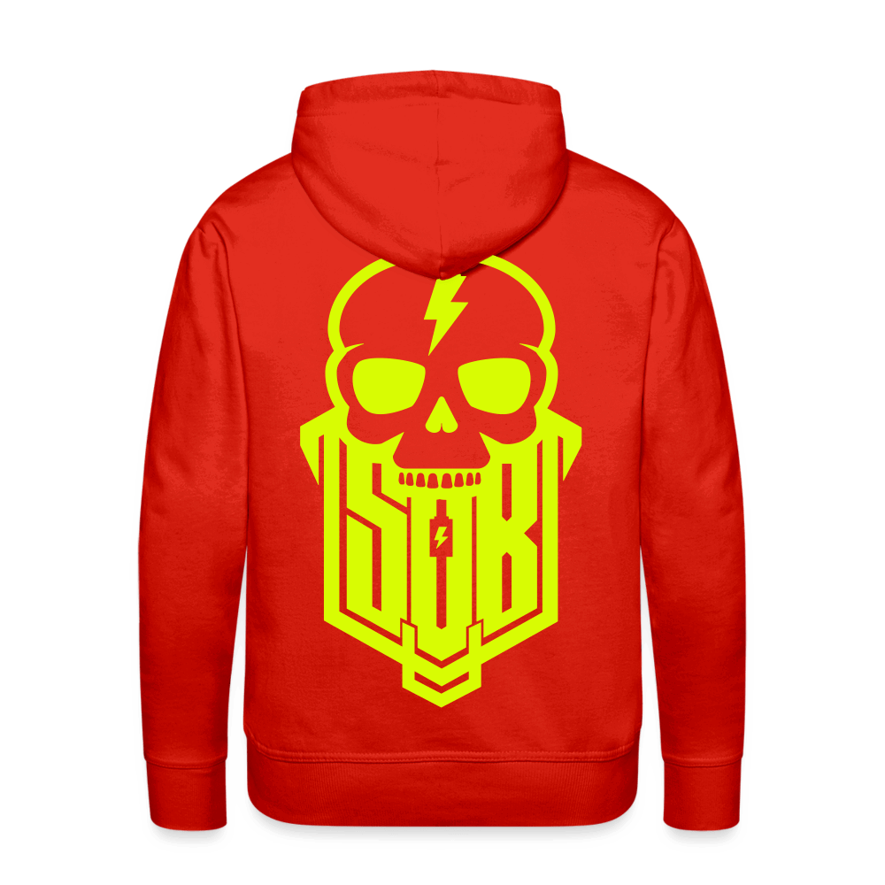 SPOD Männer Premium Hoodie Rot / S Skullgang Neongelb BACKPRINT Premium Hoodie E-Bike-Community