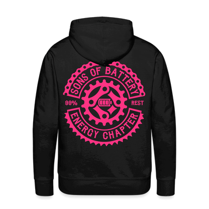 SPOD Männer Premium Hoodie Schwarz / S 2 Seiten Cross / Sons OG Neonpink - Kapuzen Sweater E-Bike-Community