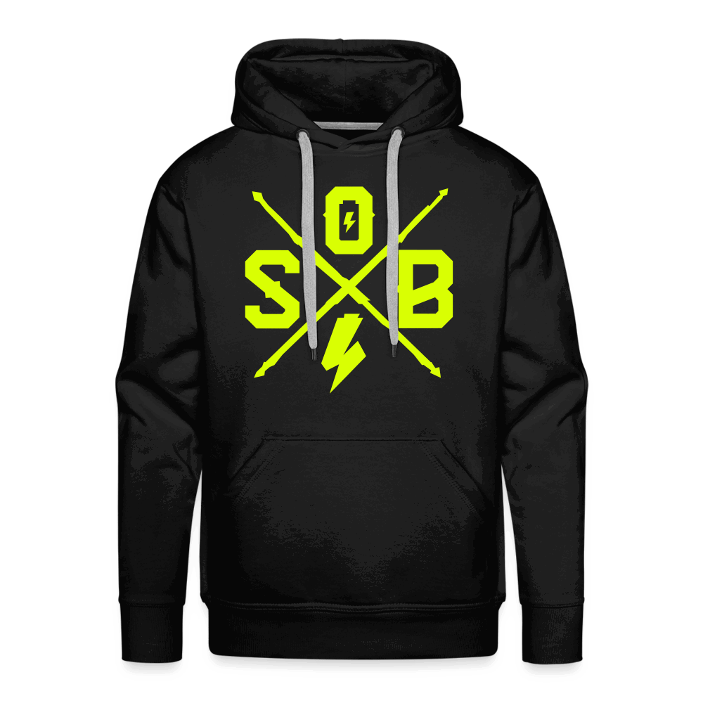 SPOD Männer Premium Hoodie Schwarz / S Cross Flash - Neongelb -Men’s Premium Hoodie E-Bike-Community