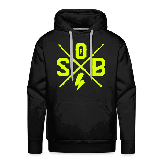 SPOD Männer Premium Hoodie Schwarz / S Cross Flash - Neongelb -Men’s Premium Hoodie E-Bike-Community